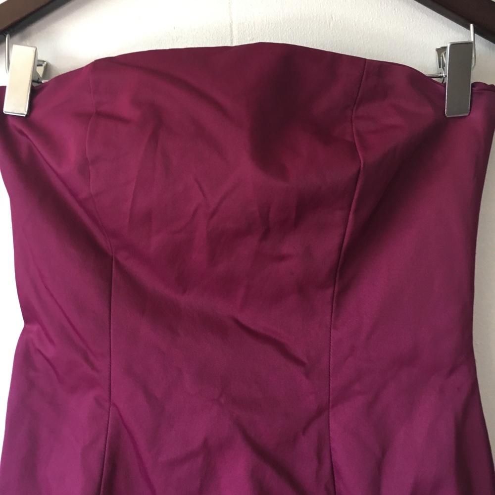 Simple Raspberry Strapless Formal Party Dress - image 2